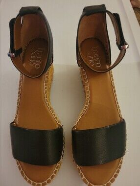 Franco Sarto Black Espadrille Wedge Sandals Women's Size 7.5 – New Never Worn